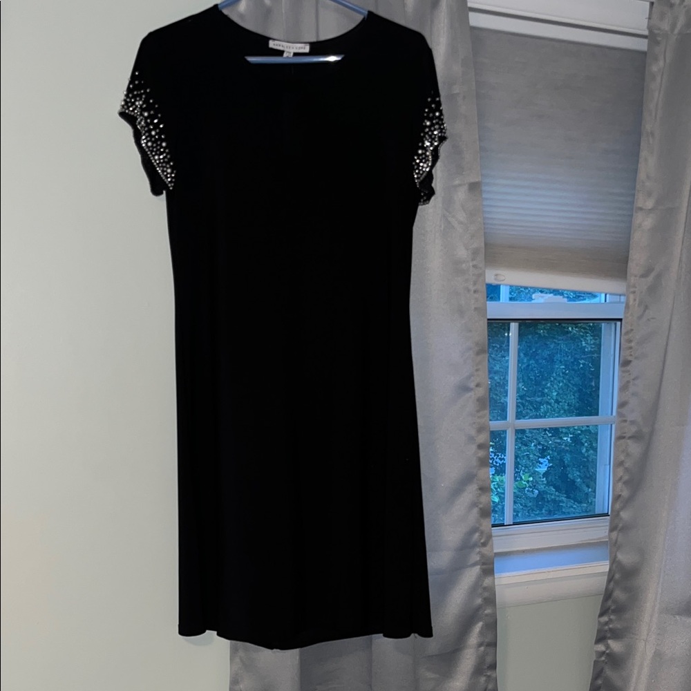 Elegant Black Dress with Lace Sleeves